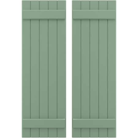 Americraft 5-Board (2 Batten) Exterior Real Wood Joined Board-n-Batten Shutters, ARW101BB518X37TGH